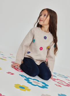 Pull fille avec fleurs au crochet  - vertbaudet enfant