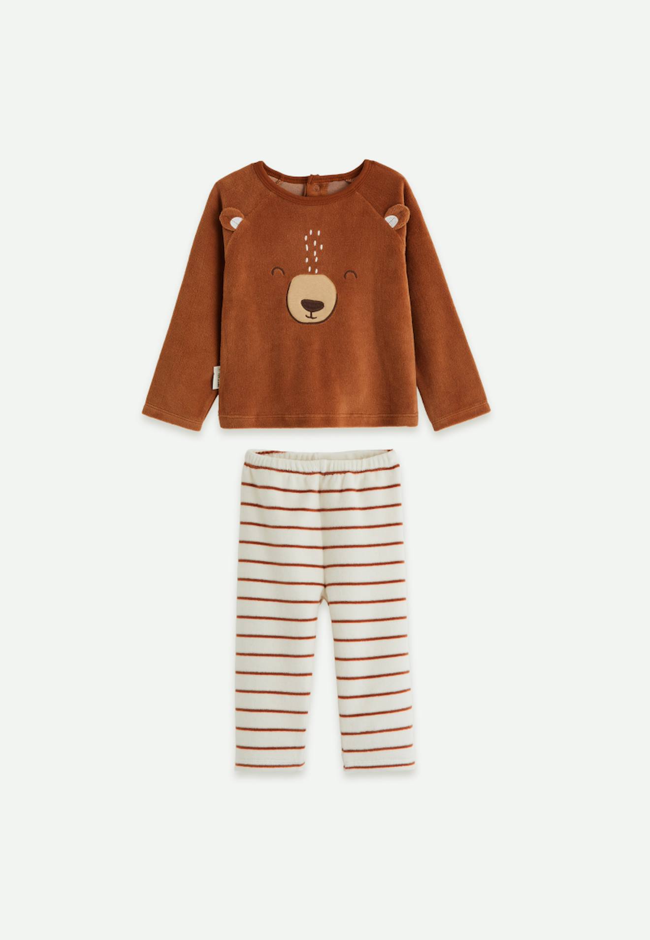 Pyjama Enfant 2 Pices En Velours Moka Marron 23$