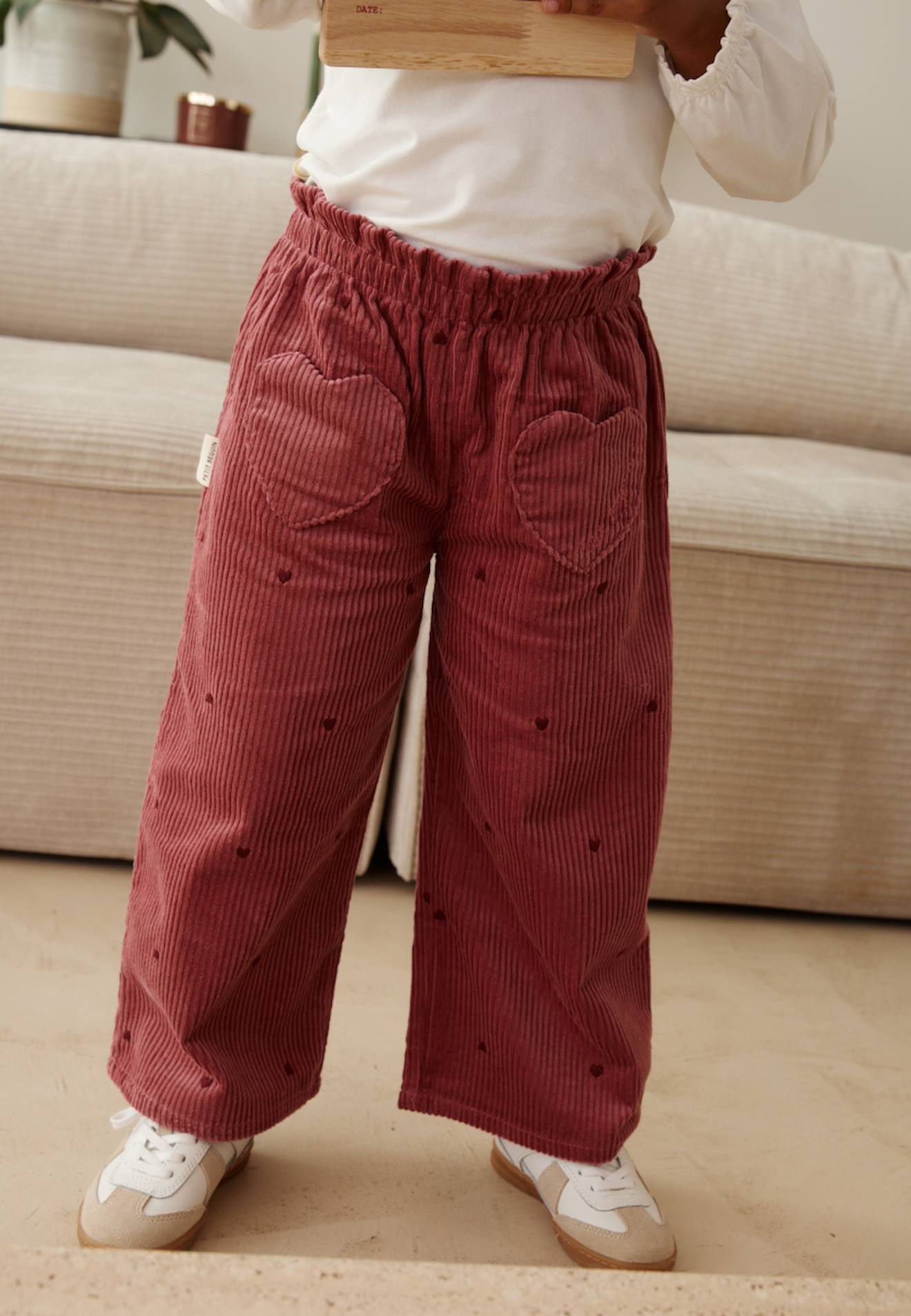 Pantalon Enfant En Velours Côtelé Aimée Bordeaux