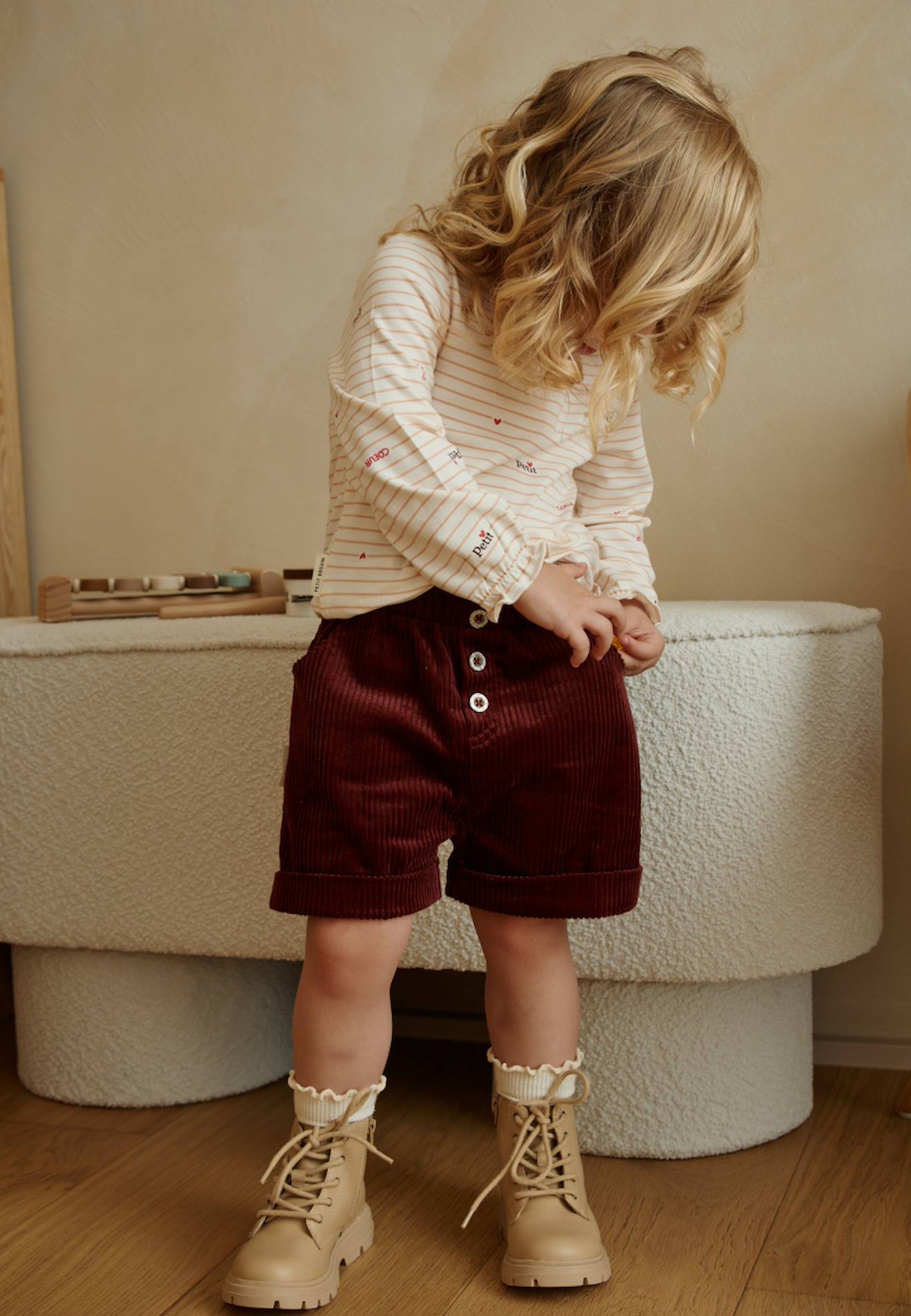 Short Enfant En Velours Ctel Aime Bordeaux 18$
