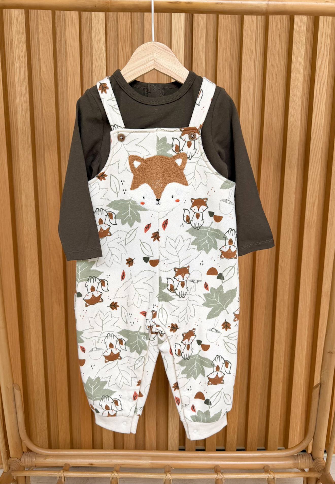 Ensemble Salopette Bb En Molleton Et T-shirt Ginkgo Ecru 27$