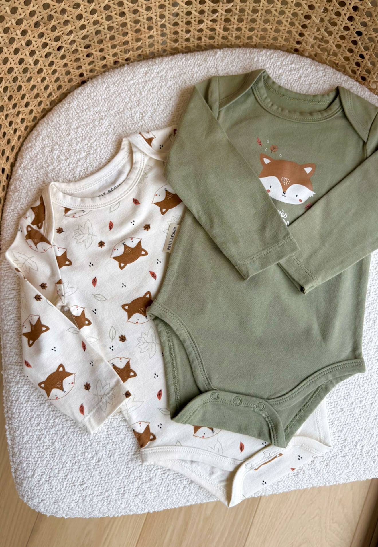 Lot De 2 Bodies Bb Manches Longues Ginkgo Vert 17$