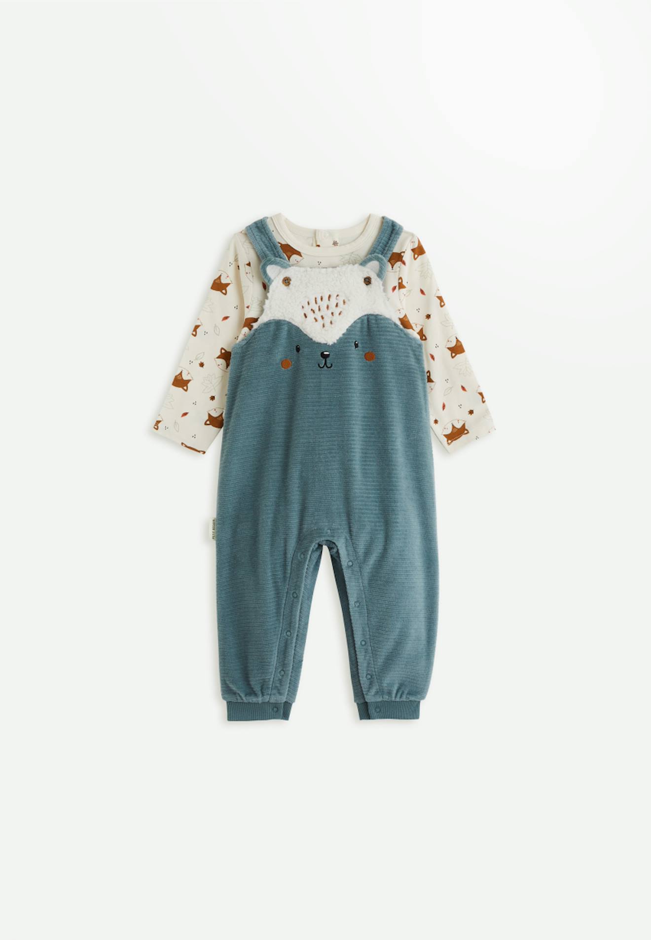 Ensemble Salopette Bb En Velours Ctel Et T-shirt Ginkgo Vert 26$