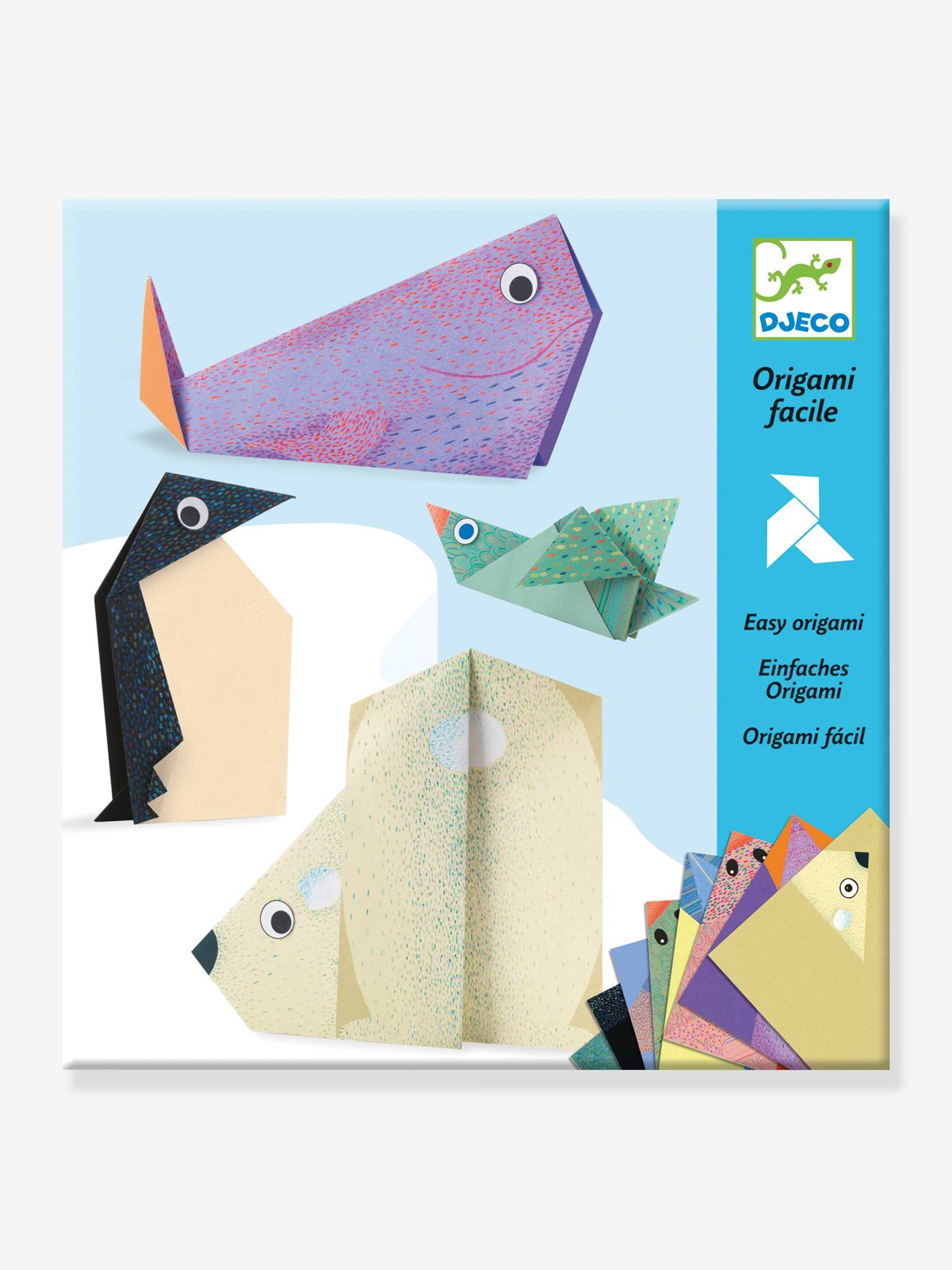 Origami facile - Les animaux polaires DJECO bleu