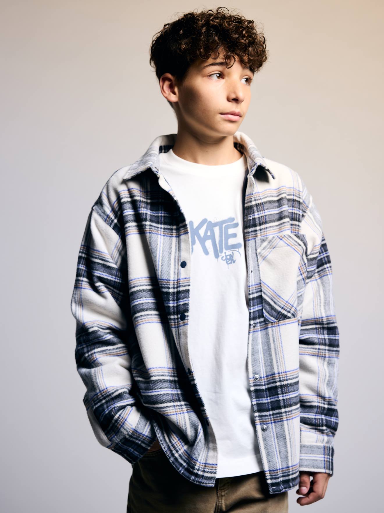 Chemise doublée garçon noisette