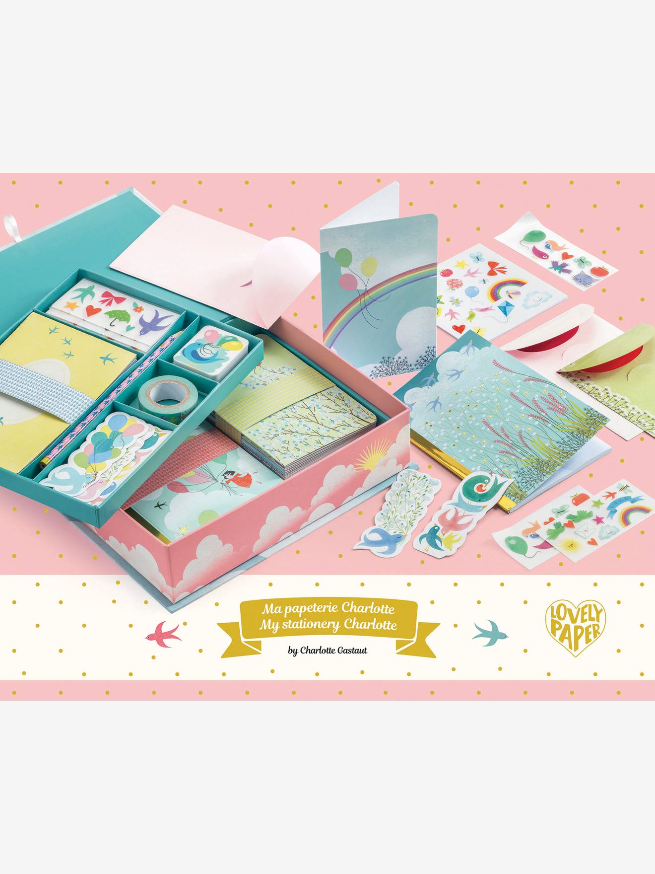 Coffret papeterie Charlotte bleu