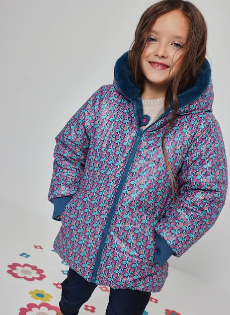 Fille-Manteau-Parka fille réversible tissu technique