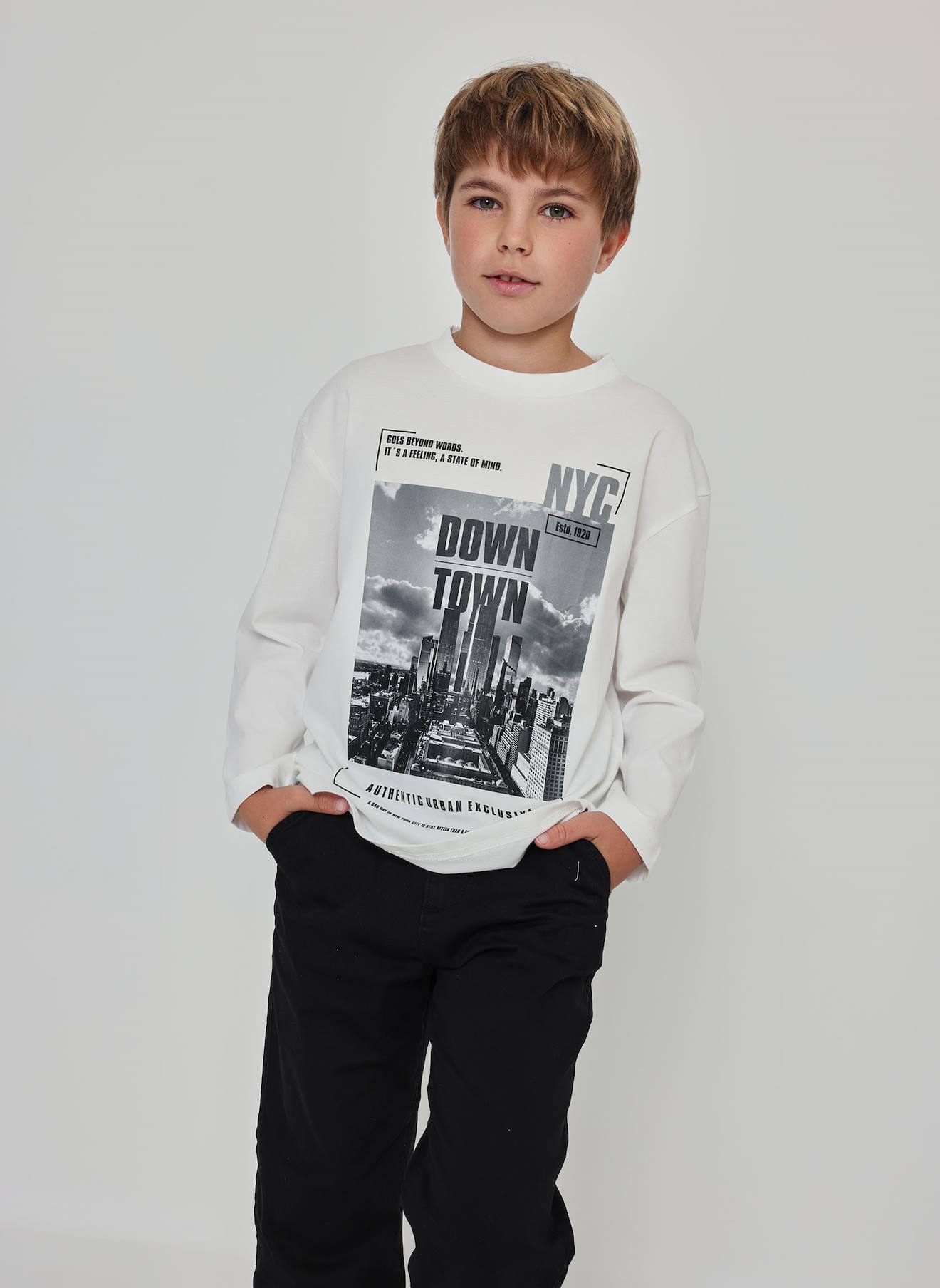 T-shirt Garon En Maille Imprim Ville Nyc Blanc 24$
