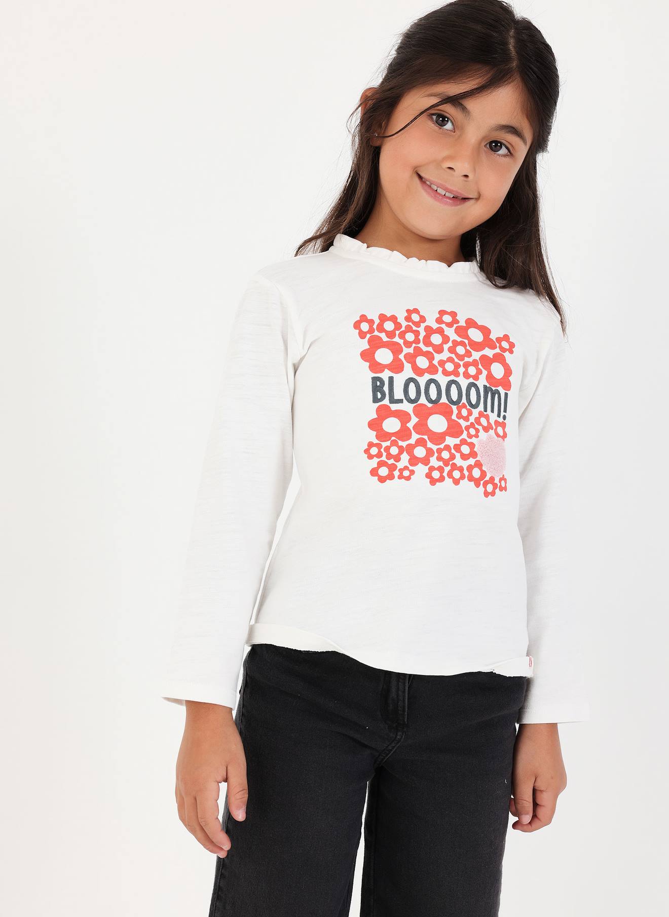 T-shirt Fille Imprim Fleurs Blanc 20$