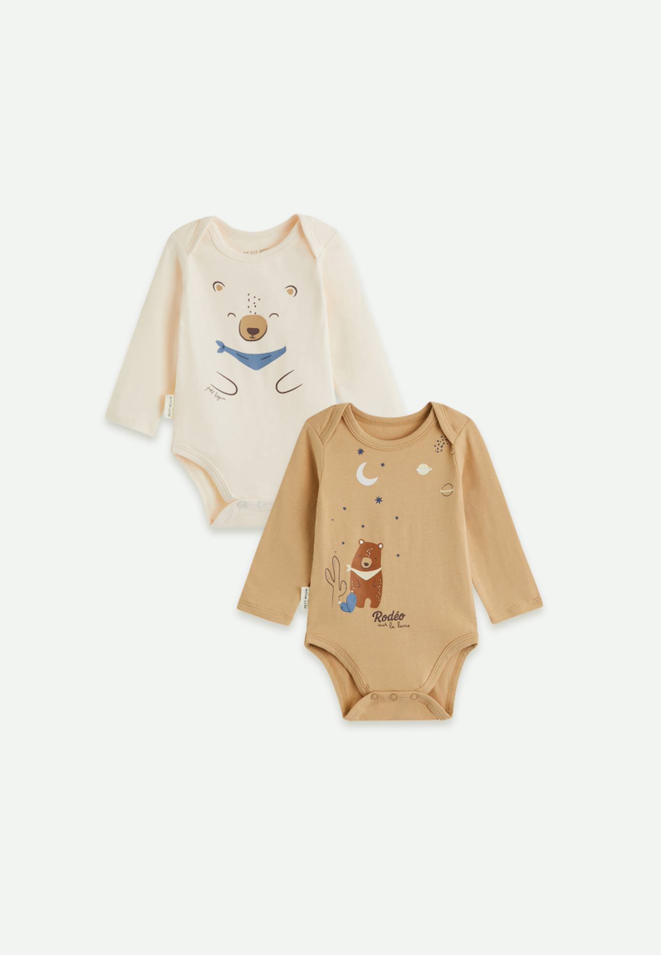 Lot De 2 Bodies Bébé Manches Longues Moka Marron