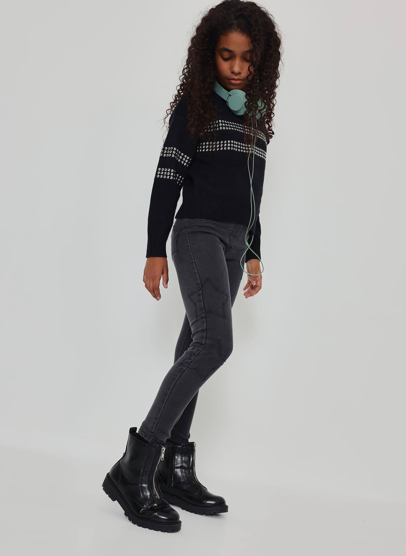 Pantalon Fille Denim Avec toiles Noir 36$