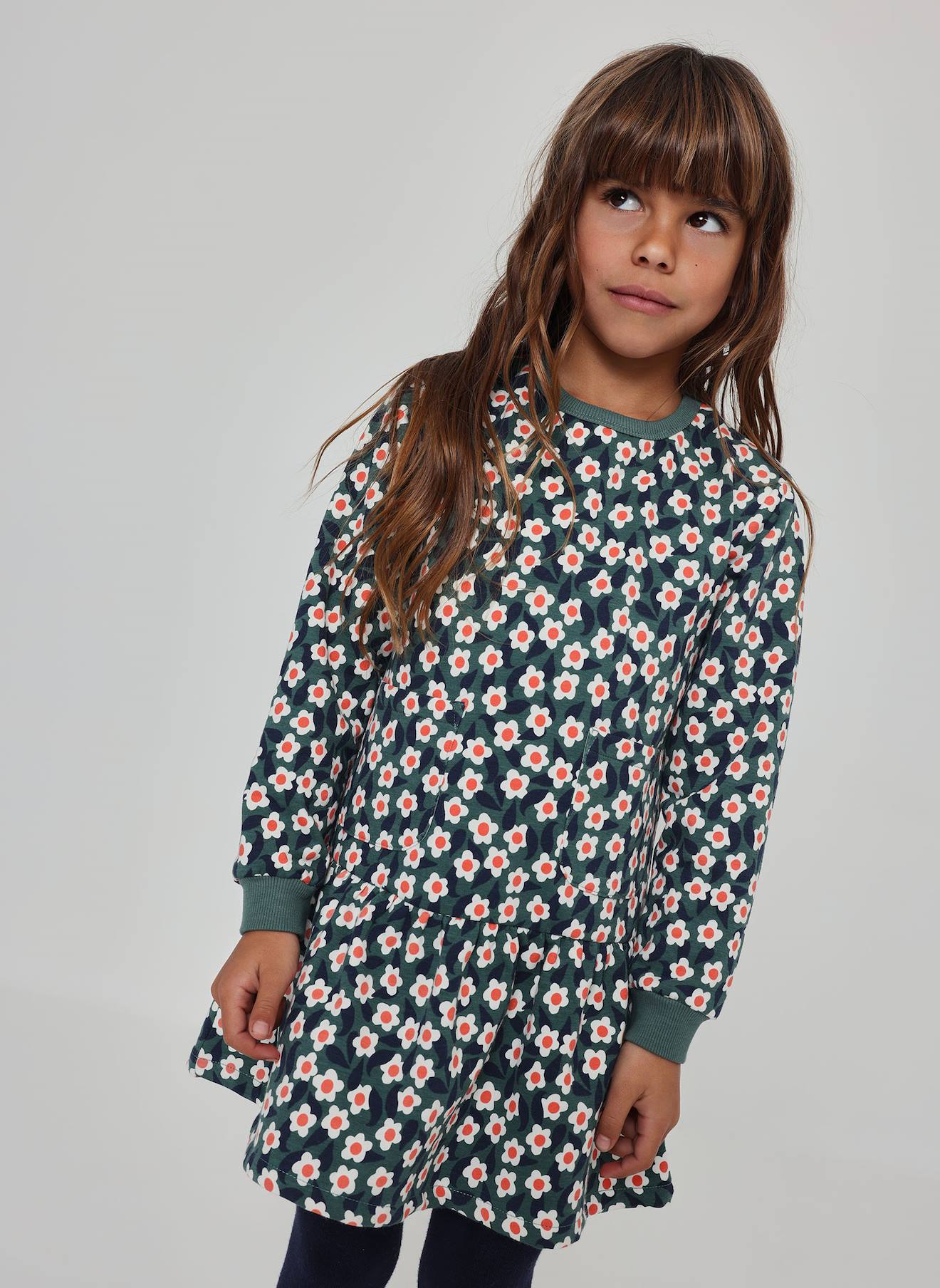 Robe Molleton Imprimé Fleurs Multicolore
