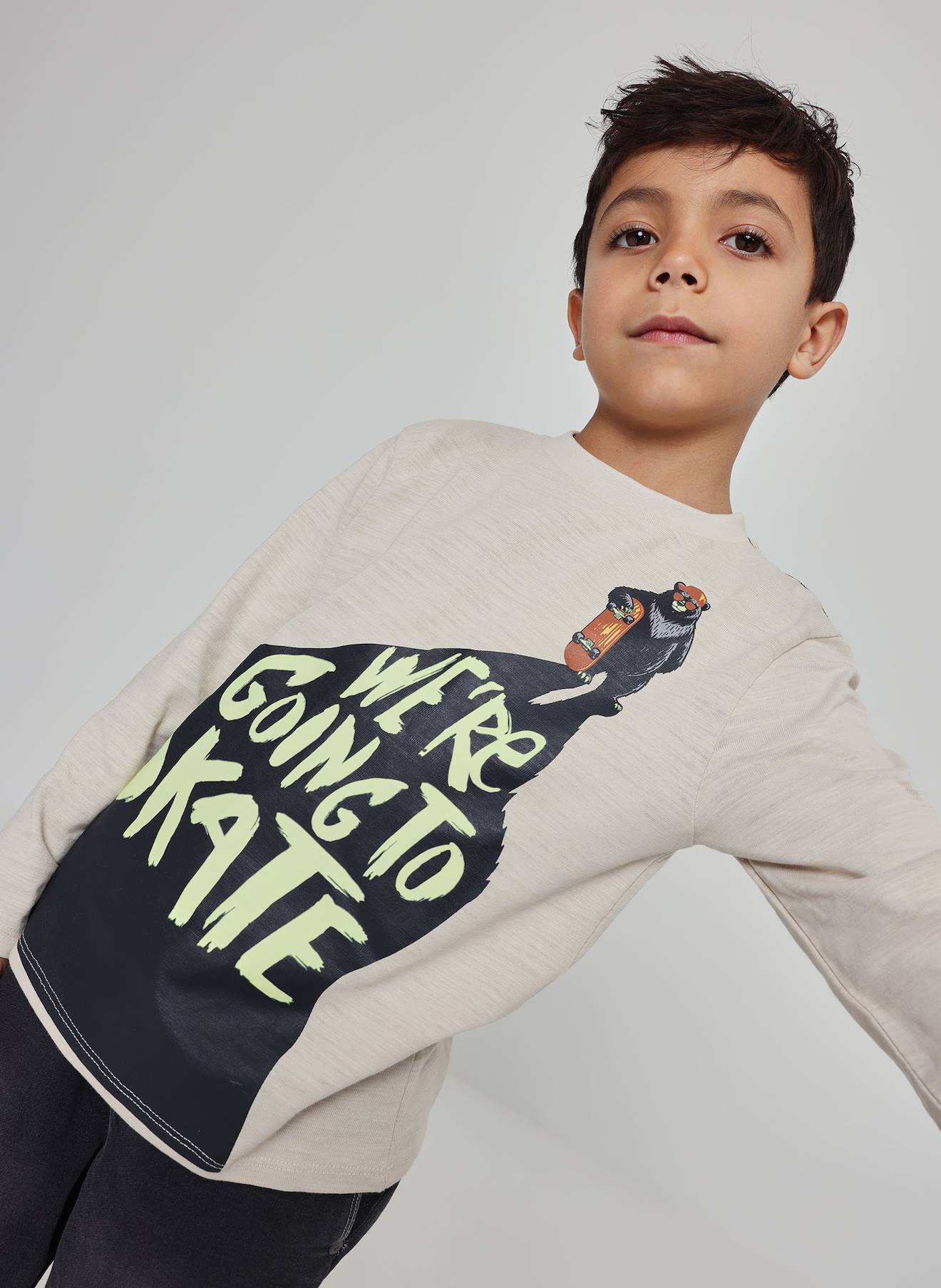 T-shirt Garon En Maille Imprim Skate Beige 20$