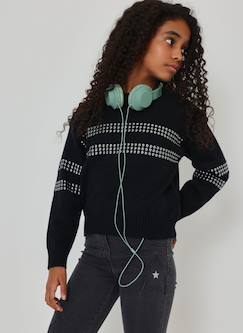 Pull fille avec clous  - vertbaudet enfant