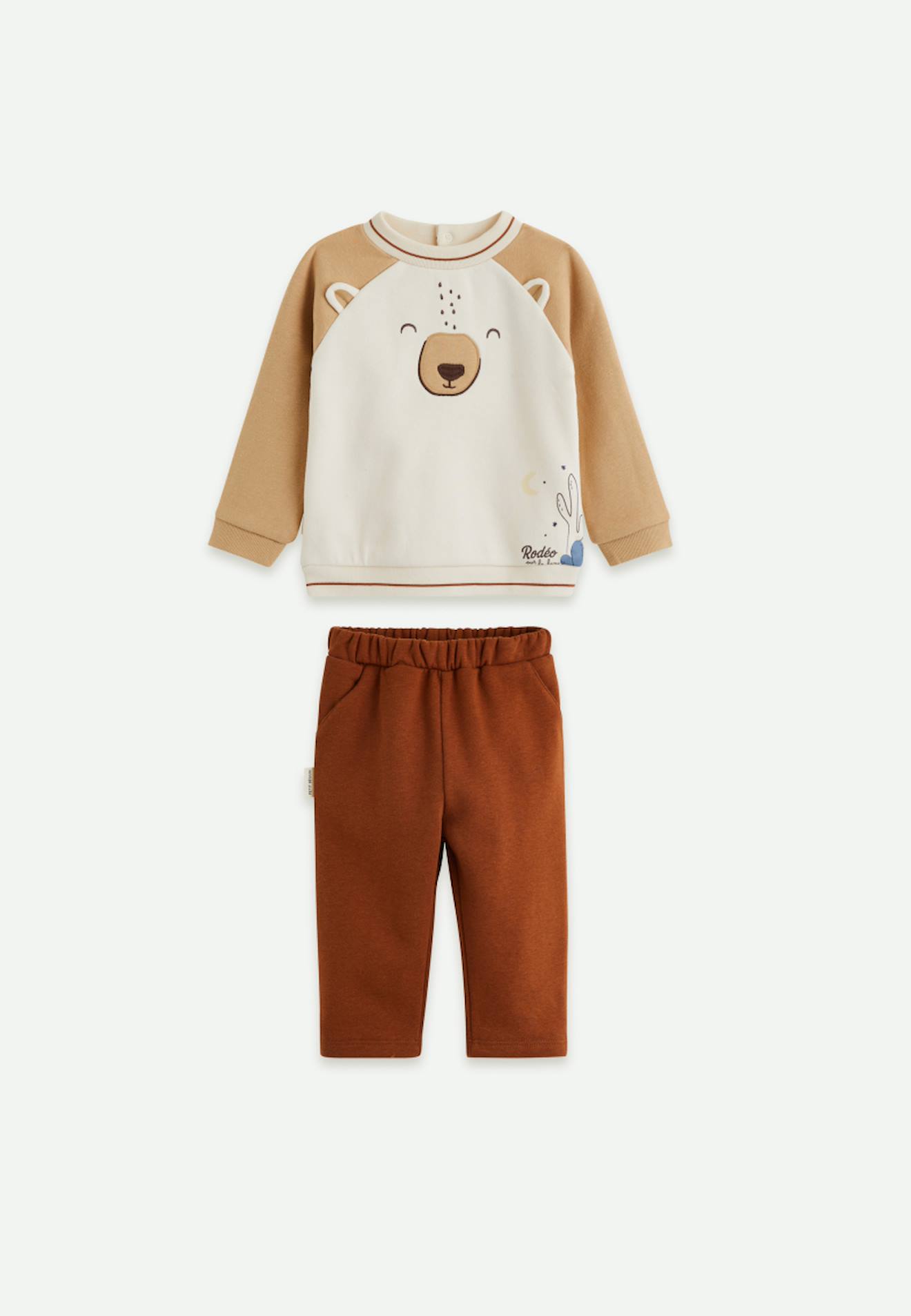 Ensemble Bébé Sweat Et Pantalon En Molleton Moka Marron