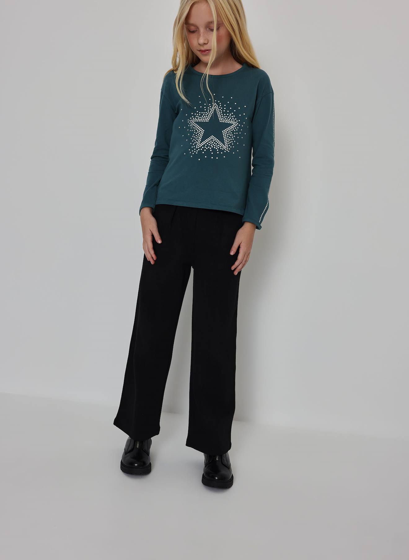 Pantalon Fille En Maille Avec toiles Noir 40$