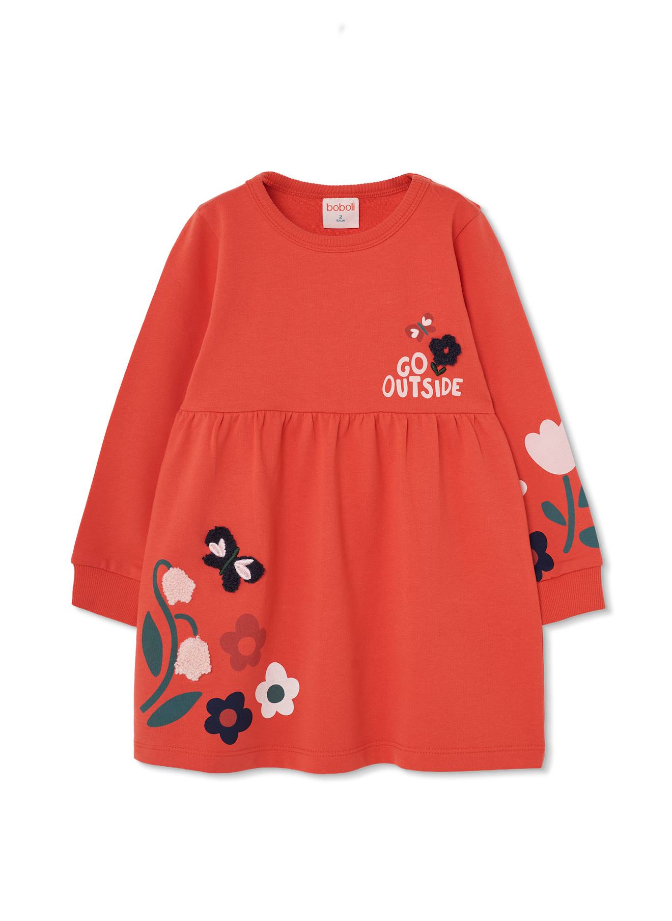 Robe Fille En Molleton Imprimée Fleurs Multicolore