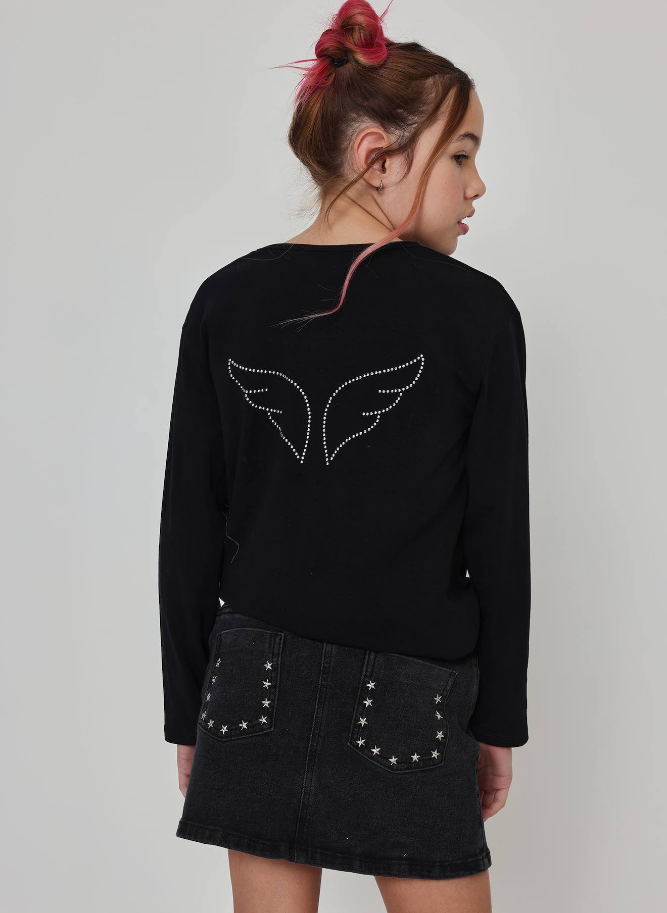 T-shirt Fille En Maille Avec Message Noir 28$