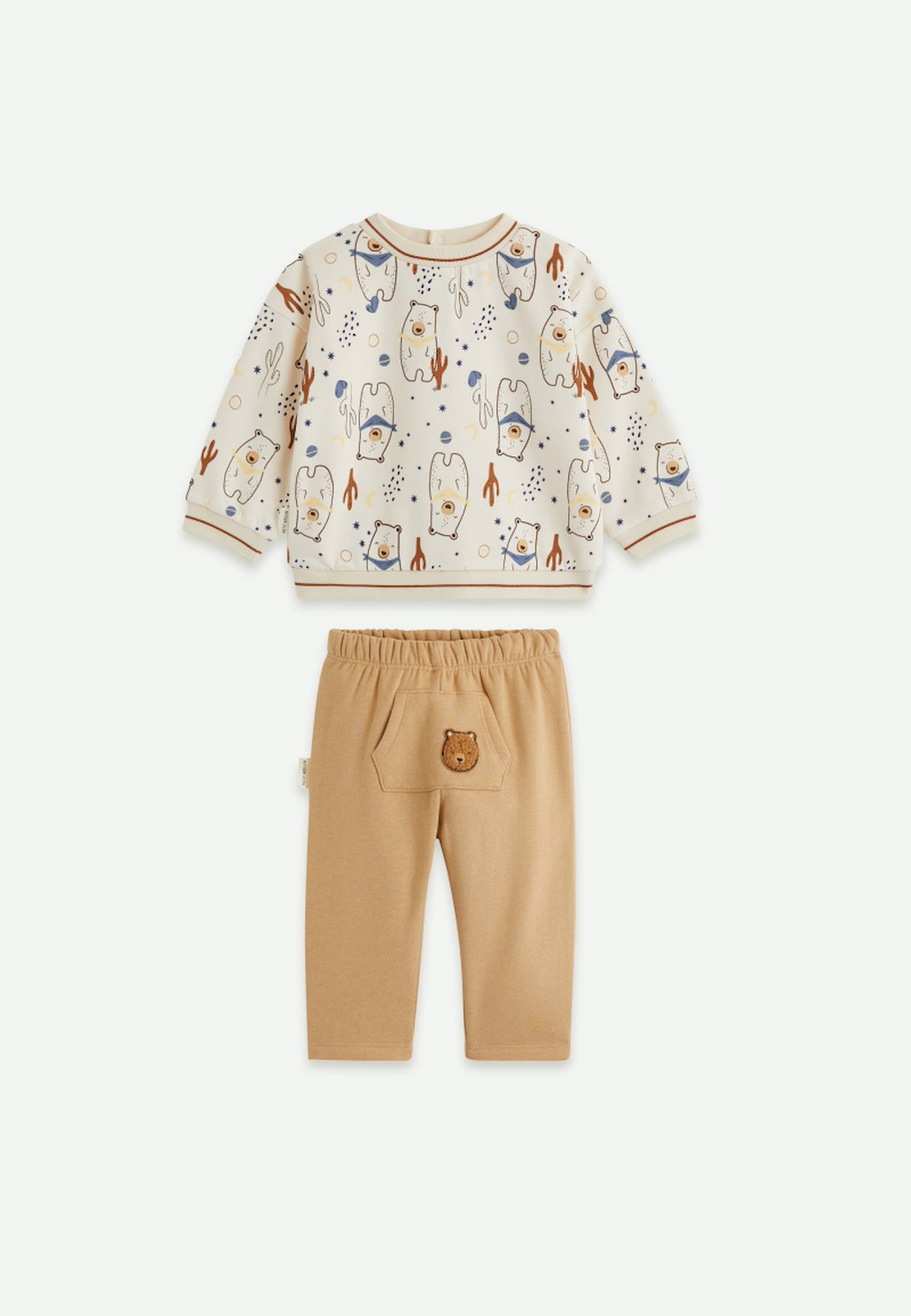 Ensemble Bébé Sweat Et Pantalon En Molleton Moka Marron