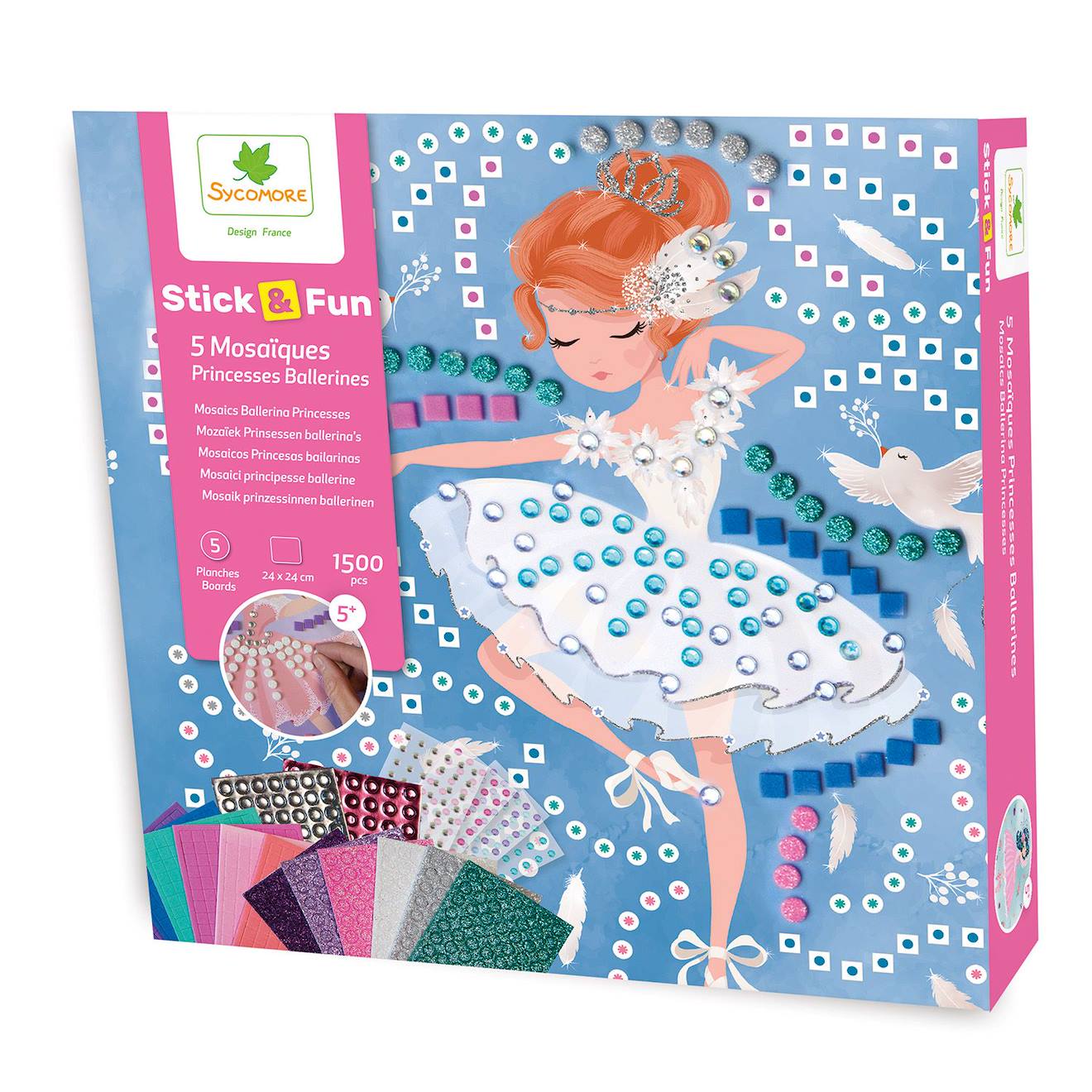 5 Mosaïques Princesses Ballerines Rose