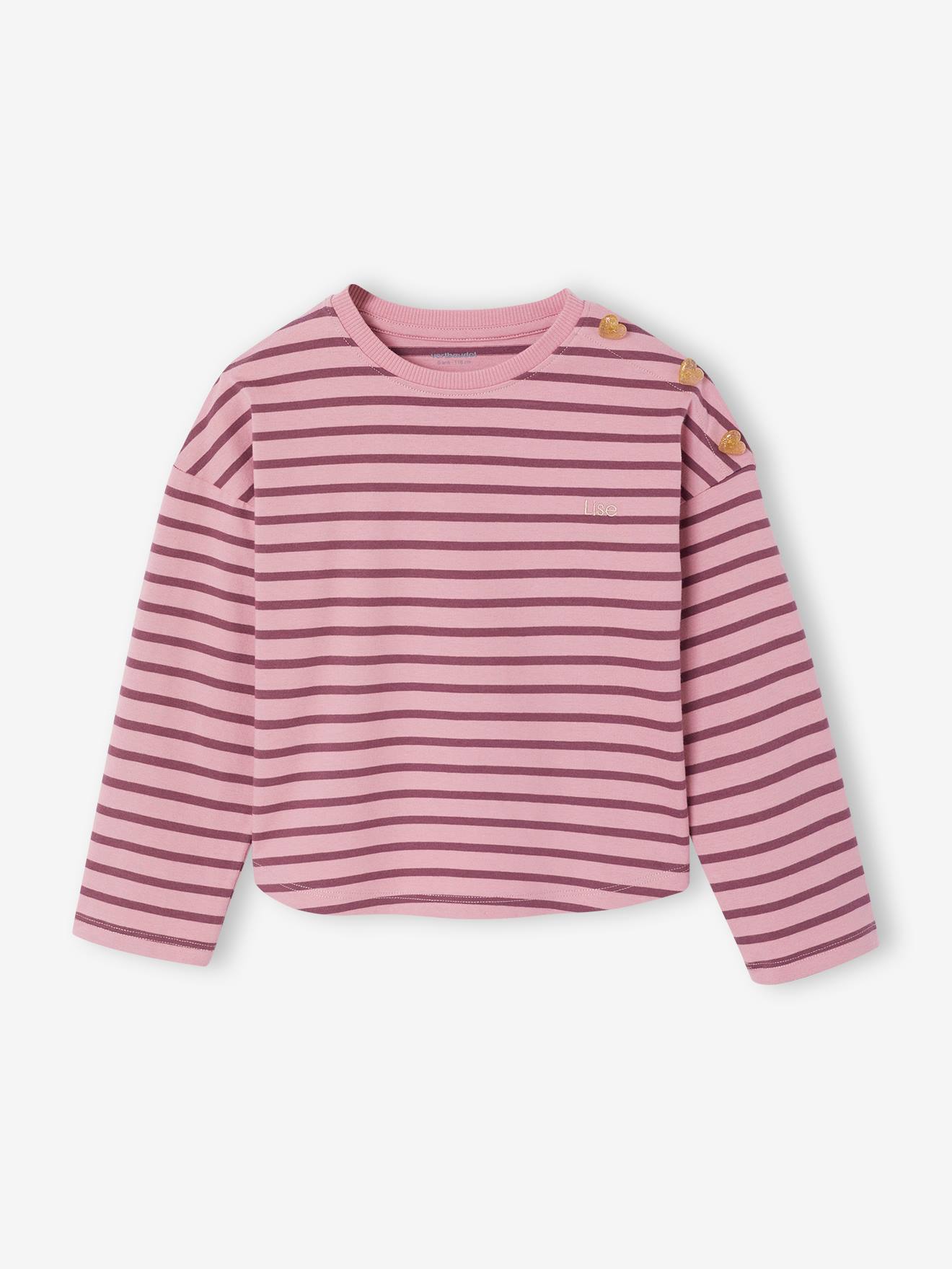 T-shirt marinière manches longues fille mauve