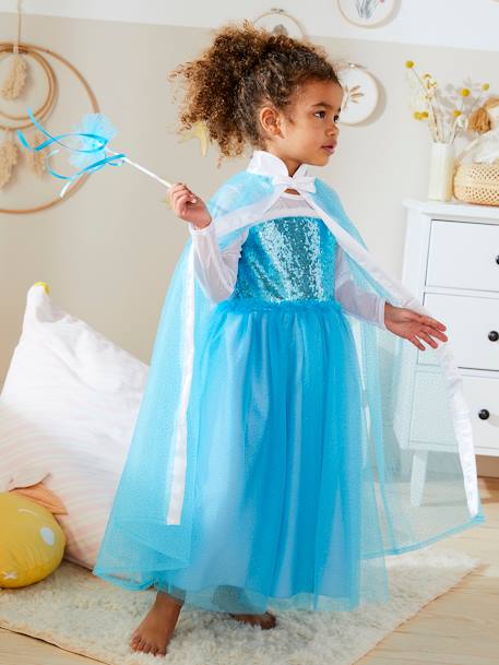 Déguisement de princesse avec cape, baguette et couronne bleu 2 - vertbaudet enfant 