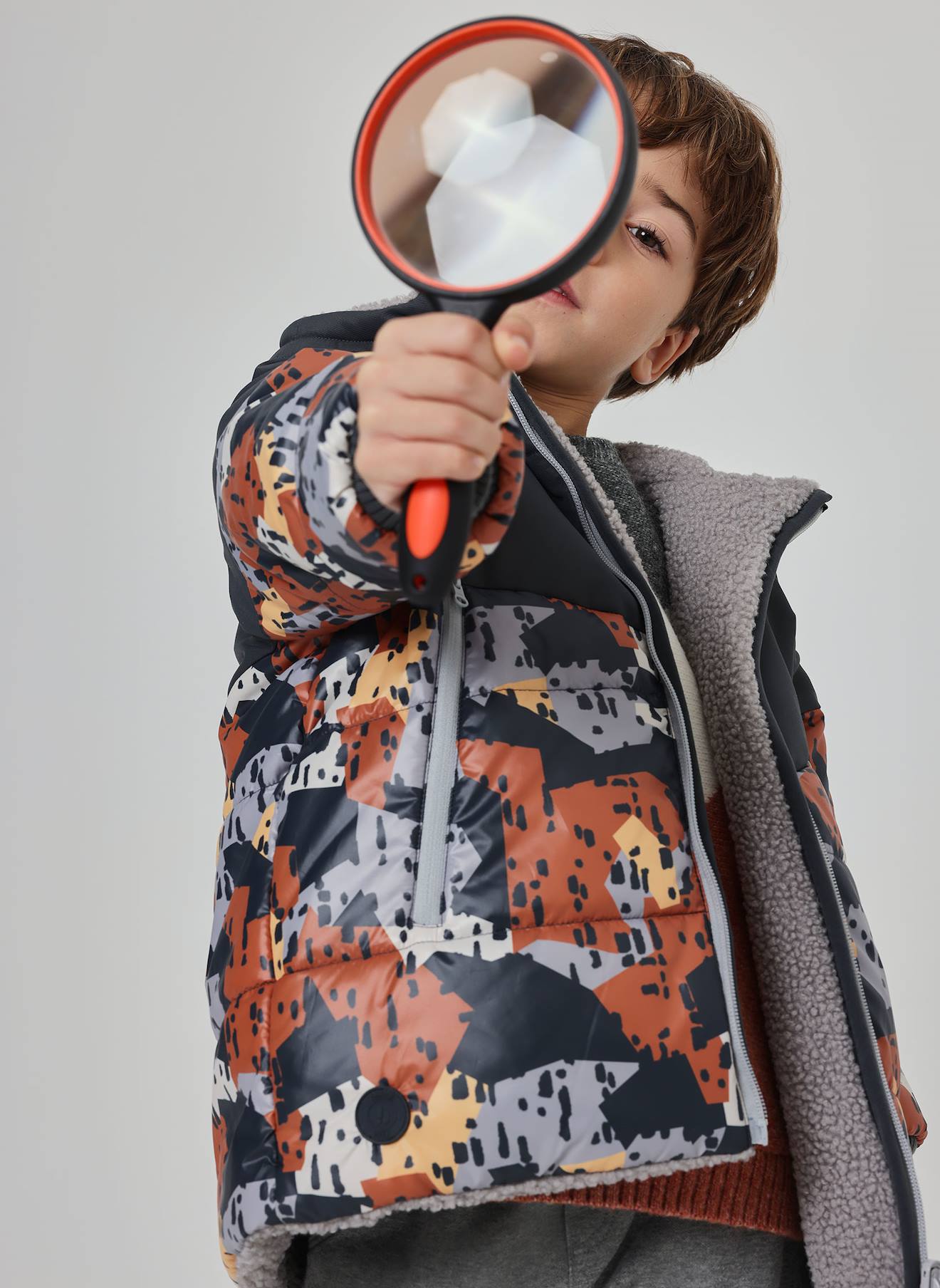 Parka Garçon Tissu Technique Réversible Imprimé Camo Multicolore