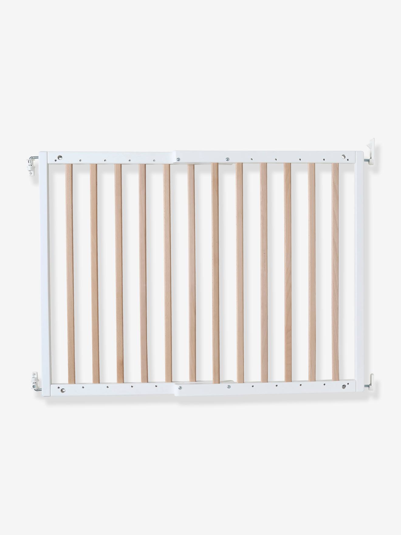 Barrière de sécurité enfant en bois naturel/blanc (Vertbaudet) - Image 1