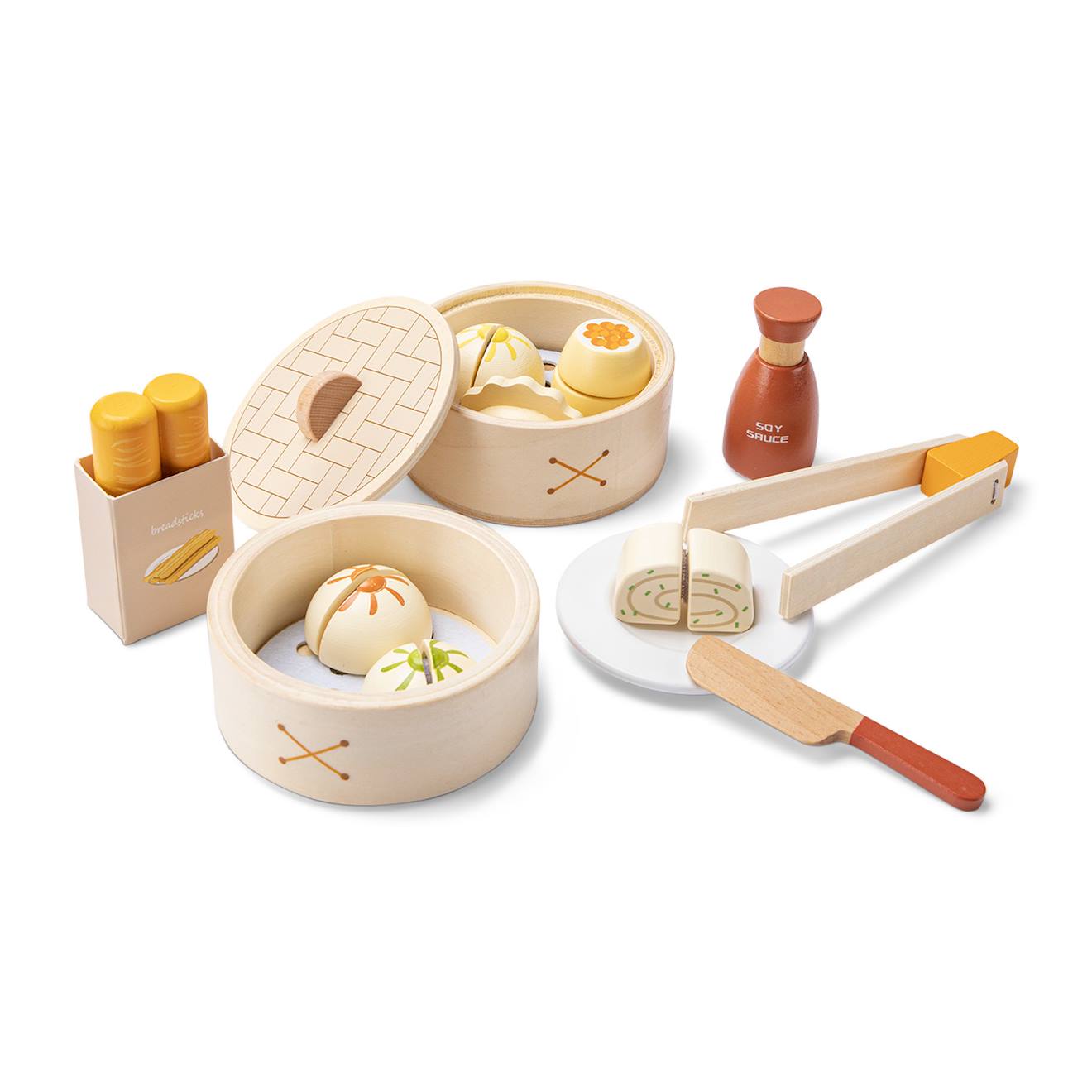 Ensemble De Dim Sum En Bois Beige