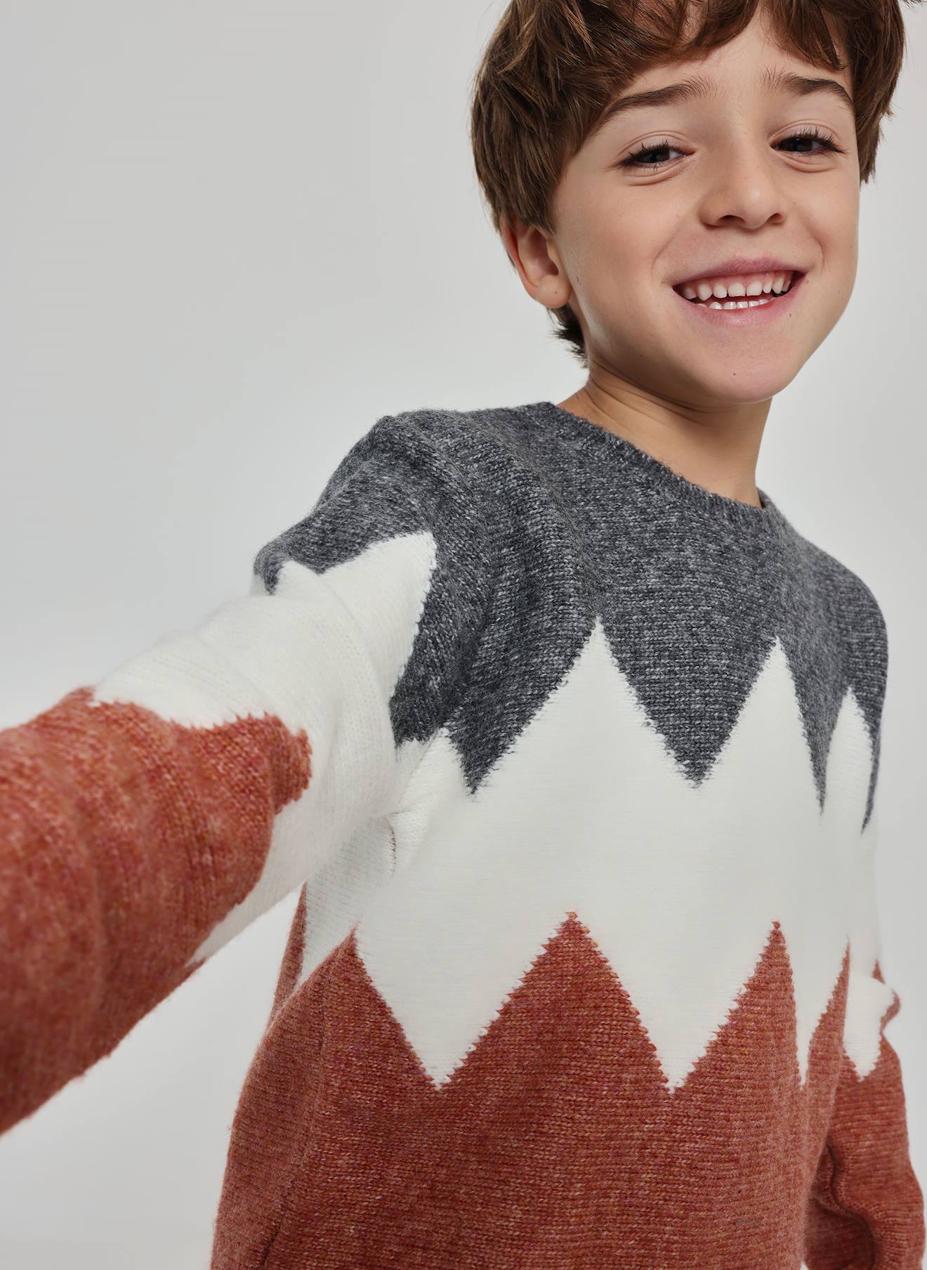 Pull Garon Imprim Gomtrique Zigzag Marron 40$