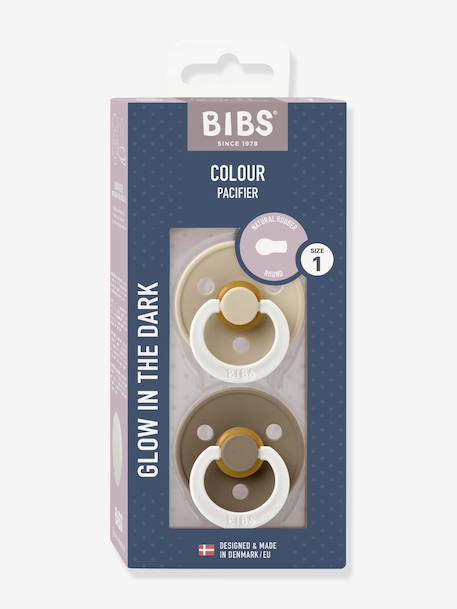 Bibs - Lot de 2 sucettes-tétines Colour, taille 1 de 0 à 6 mois beige