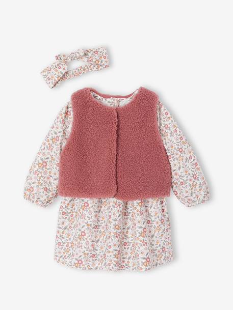 Bébé-Ensemble-Coffret bébé robe + gilet + bandeau