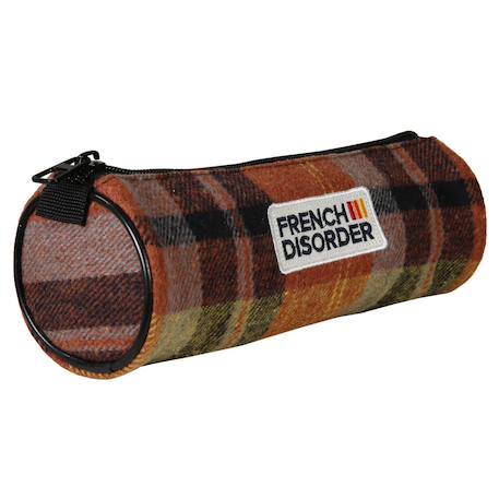 Fille-Accessoires-Fourniture scolaire-Trousse-Trousse ronde fille tartan marron
