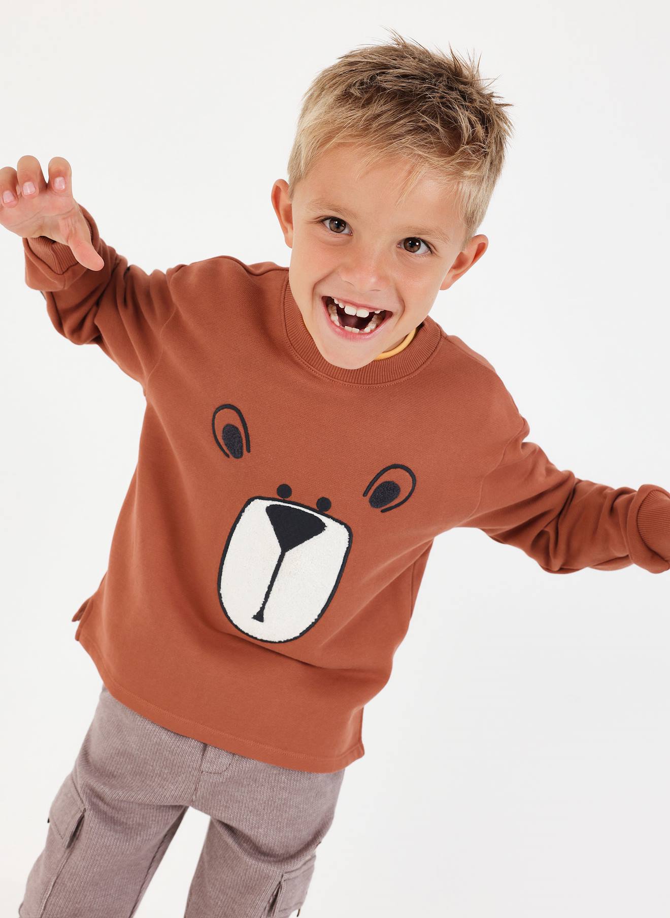 Sweat-shirt Garon En Molleton Imprim Ours Marron 30$