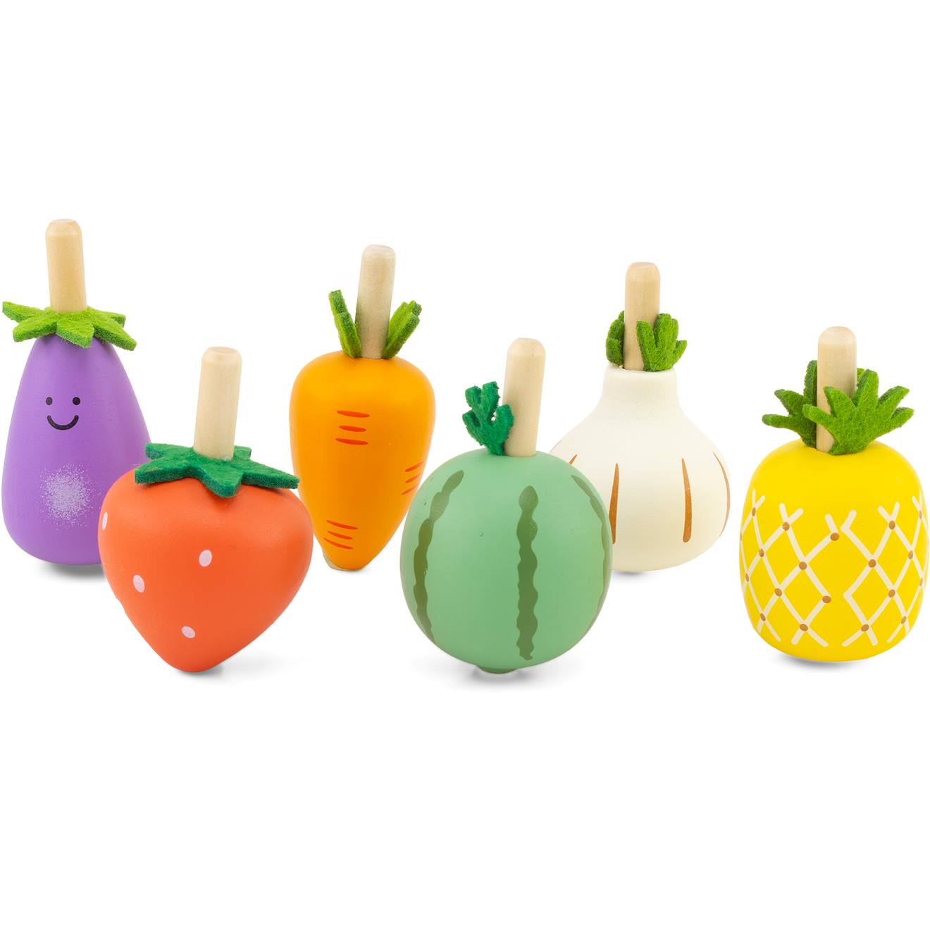 Lot De 6 Toupies Fruits Et Légumes Beige