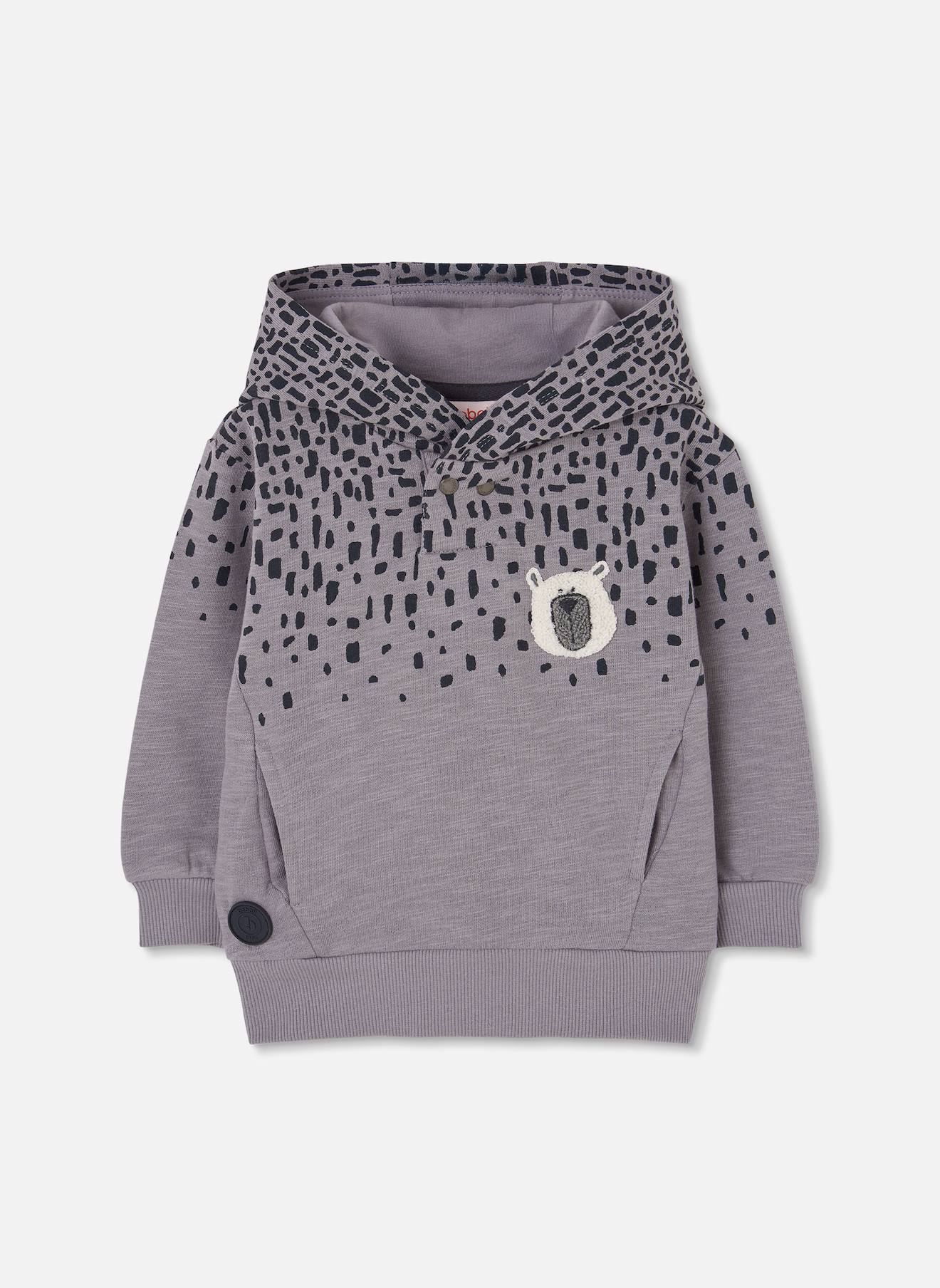 Sweat-shirt Garon Molleton Capuche Imprime Gris 36$