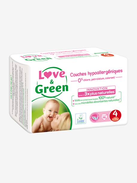 Couches hypoallergéniques T4 x 46 LOVE & GREEN blanc 3 - vertbaudet enfant 