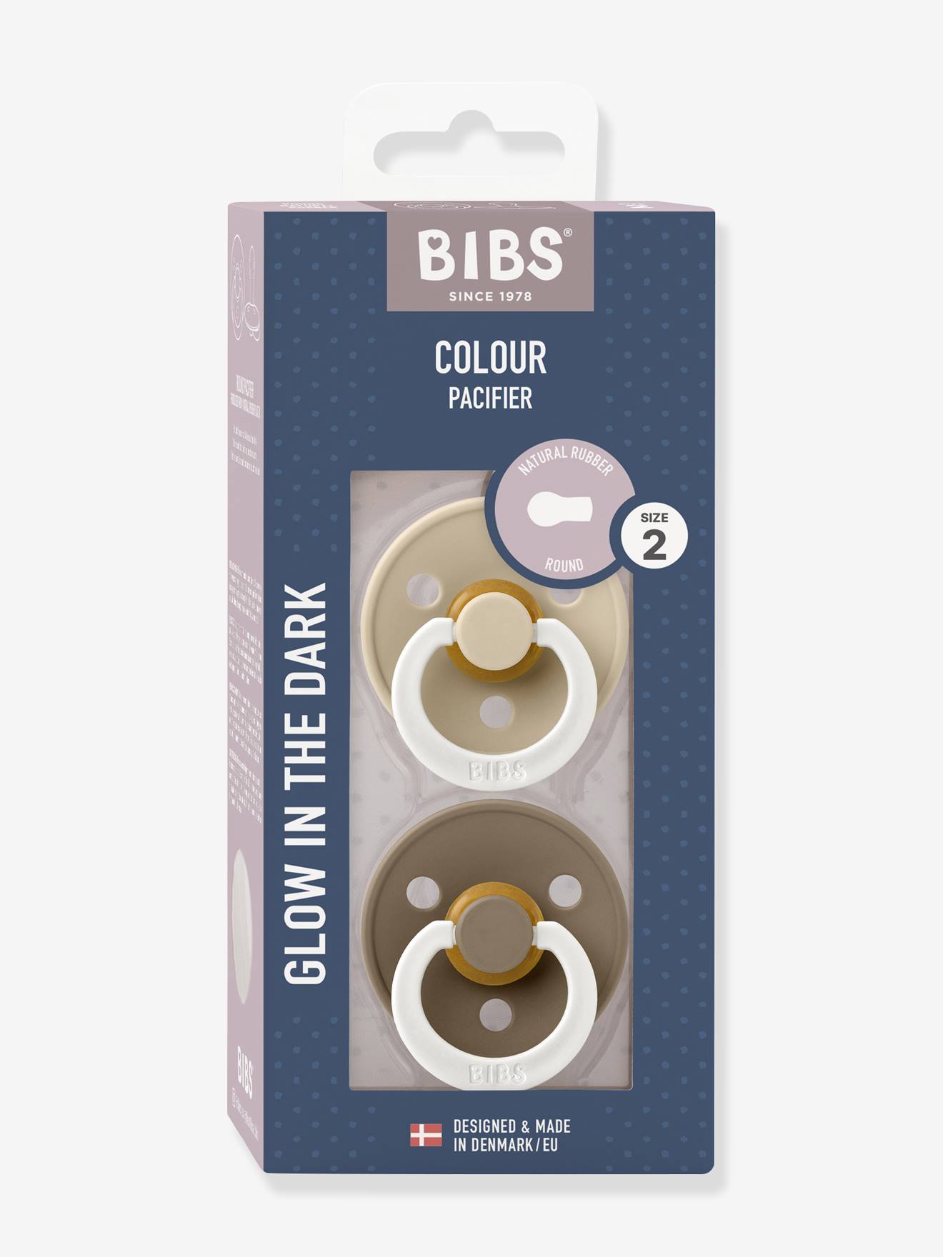 Lot de 2 sucettes-tétines Colour ou Colour Night, taille 2 de 6 à 18 mois beige (Bibs) - Couverture