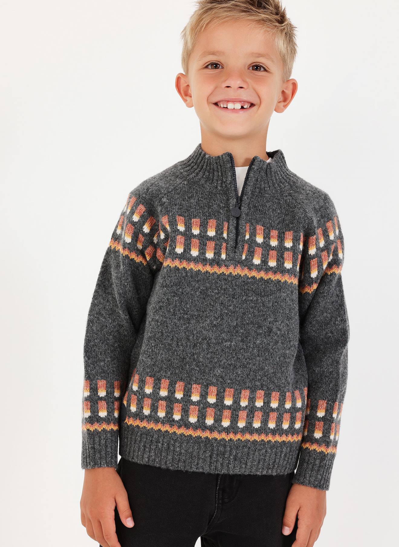 Pull Garon Imprim Gomtrique Gris 40$