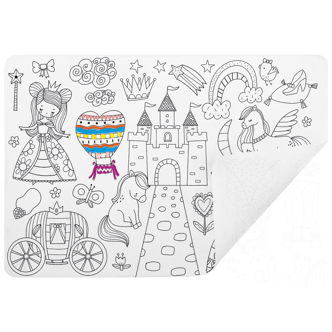 Set De Table À Colorier Princesses Blanc