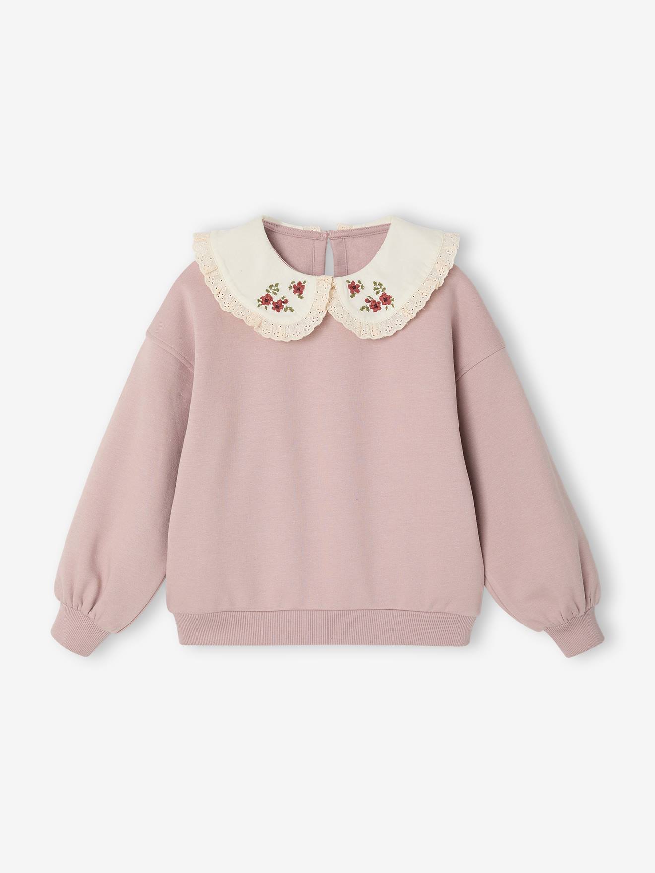 Sweat col claudine rose pâle
