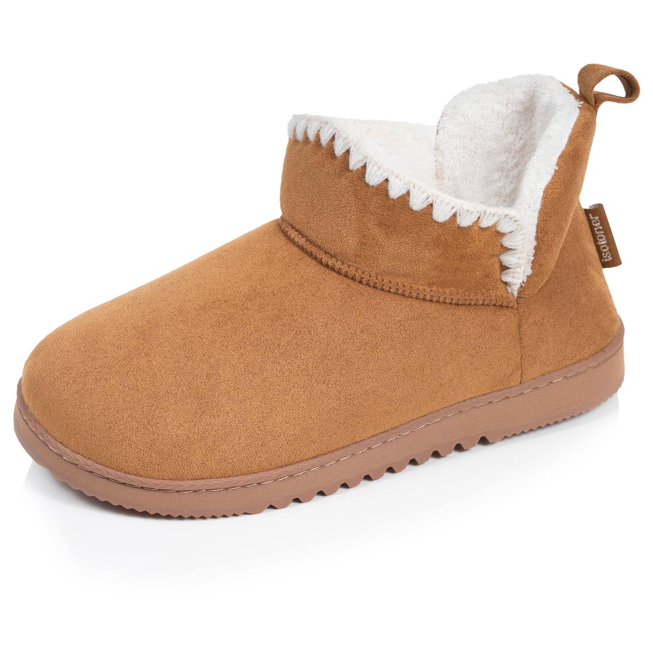 Chaussons Bottillons Maille Bouclette - Semelle Crantée Camel Chaussons Bottillons Maille Bouclette - Semelle Crantée Camel