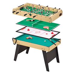 Jouet-Jeux vidéos et jeux d'arcade-Jeux d'arcade-Table multi jeux 4 en 1 pour toute la famille - baby-foot - billard - ping pong - hockey