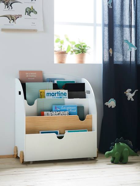 Vertbaudet - Etagère pour livres à roulettes LIGNE SCHOOL blanc