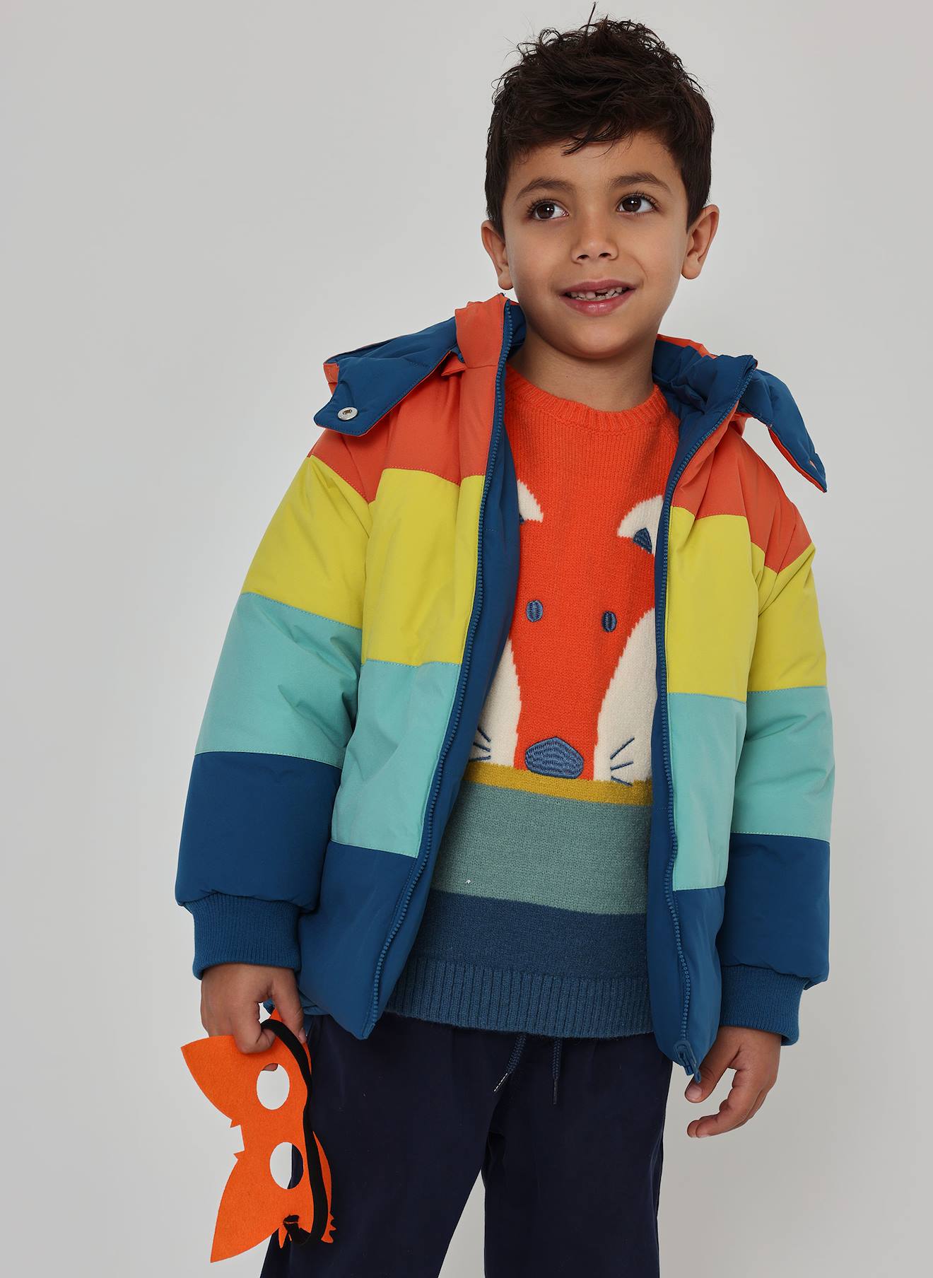 Parka Garçon Tissu Technique Réversible Multicolore