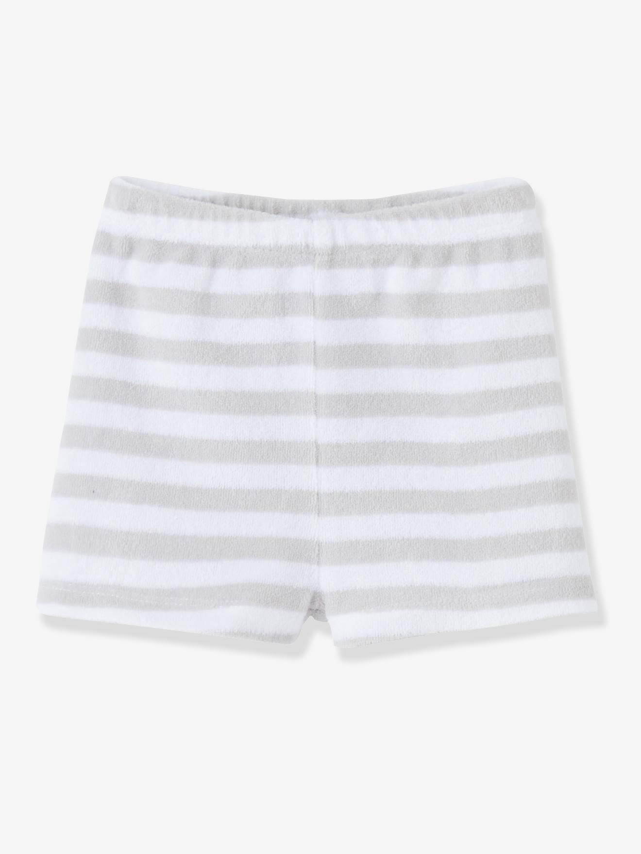 Lot De 4 Shorts En Eponge Bebe Fille Oeko Tex Gris Pale Raye Vertbaudet