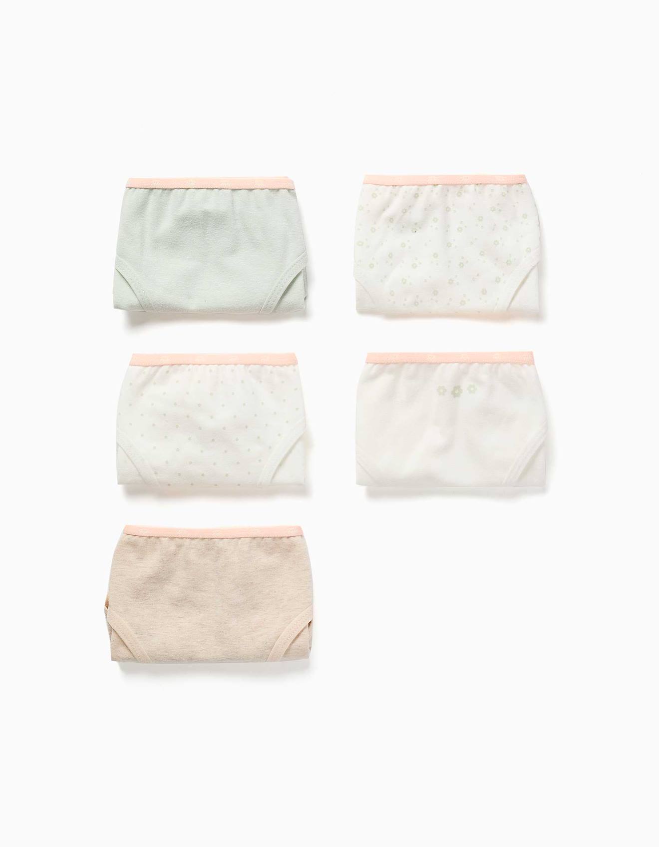 Lot De 5 Culottes Coton Fleurs Et Pois Taille lastique Multicolore 18$