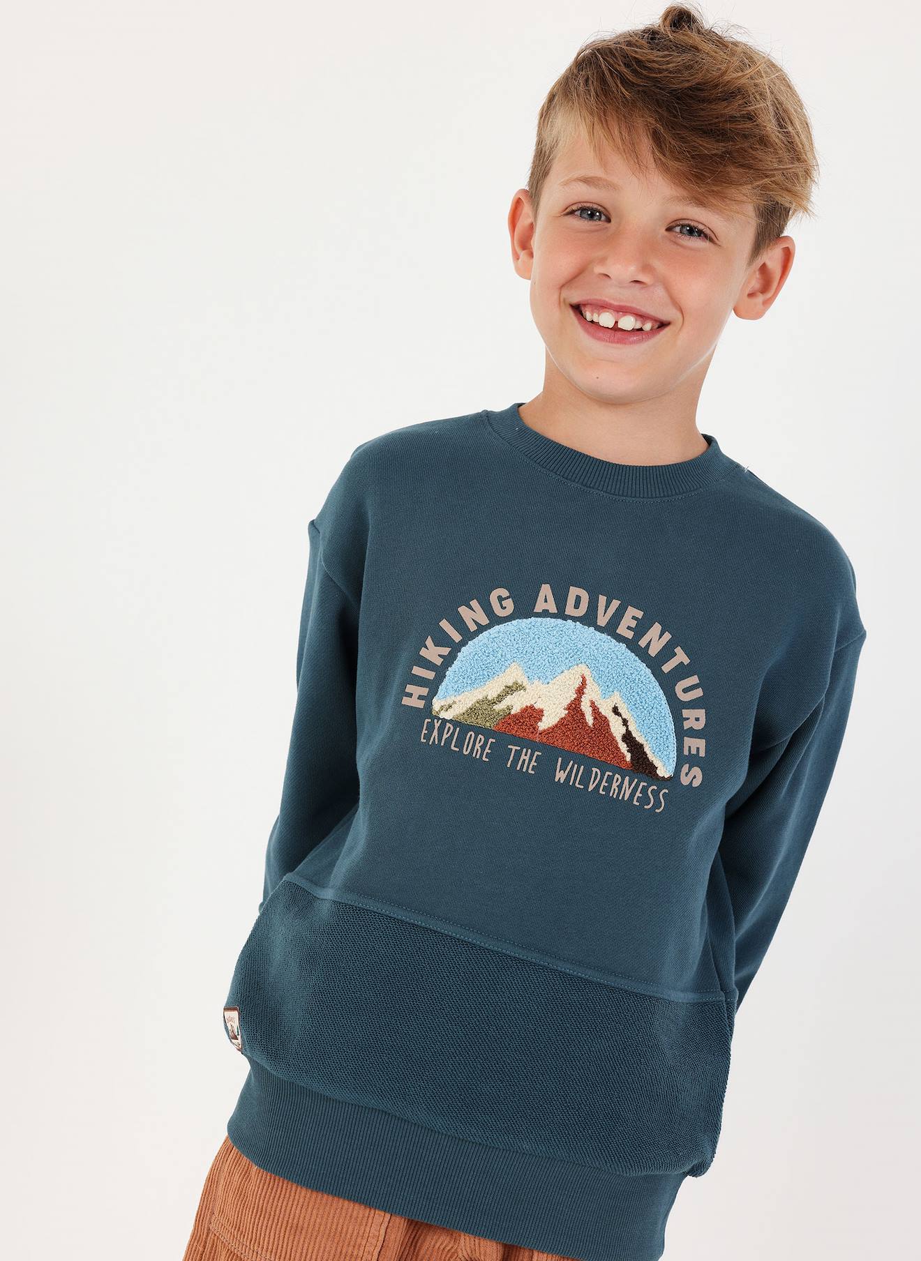 Sweat-shirt Garon Molleton Broderie Montagnes Vert 30 €