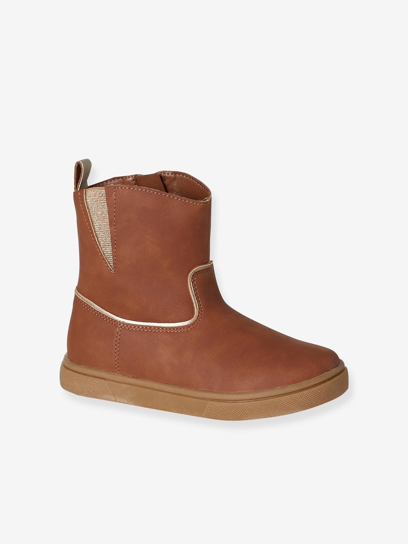 Boots fille zippées marron