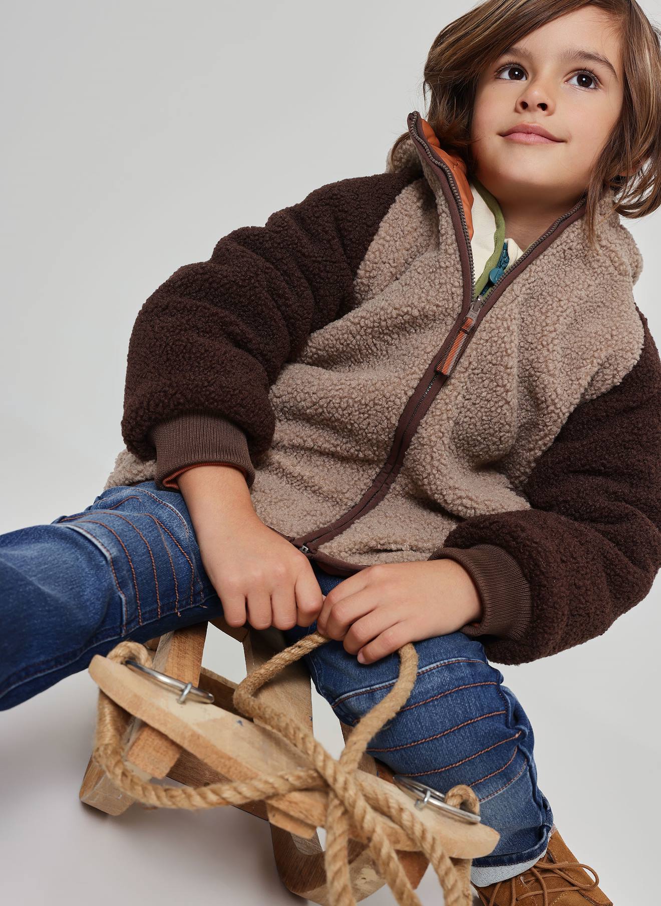 Parka Garçon Tissu Technique Réversible Marron